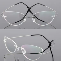 cat eye women titanium alloy rimless myopia glasses nearsighted glasses prescription glasses 1 0 1 5 2 0 2 5 3 0 to 6 0