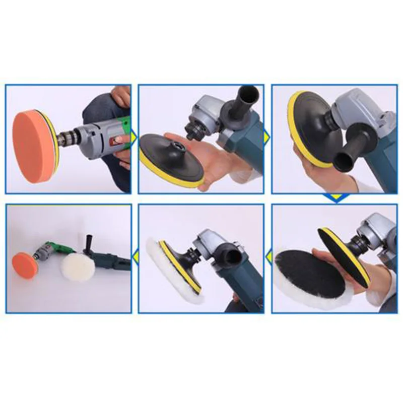 

Polish Wheel Plastic Cleaning Tool Buffing Pad Elastic Strap M14 Drill Adapter