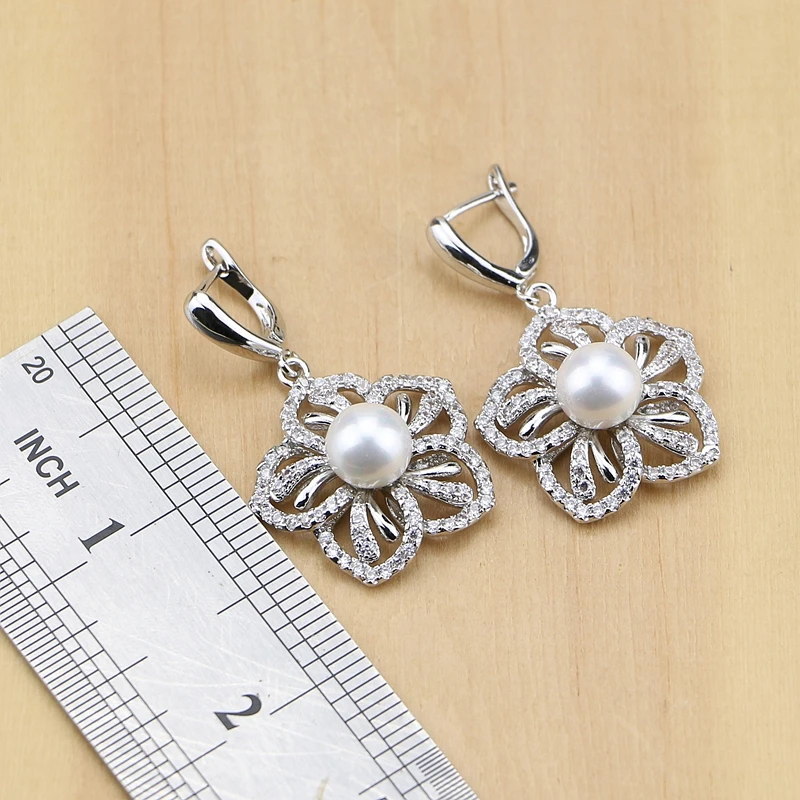 Цветок 925 стерлингового серебра ювелирные изделия пресноводный жемчуг с