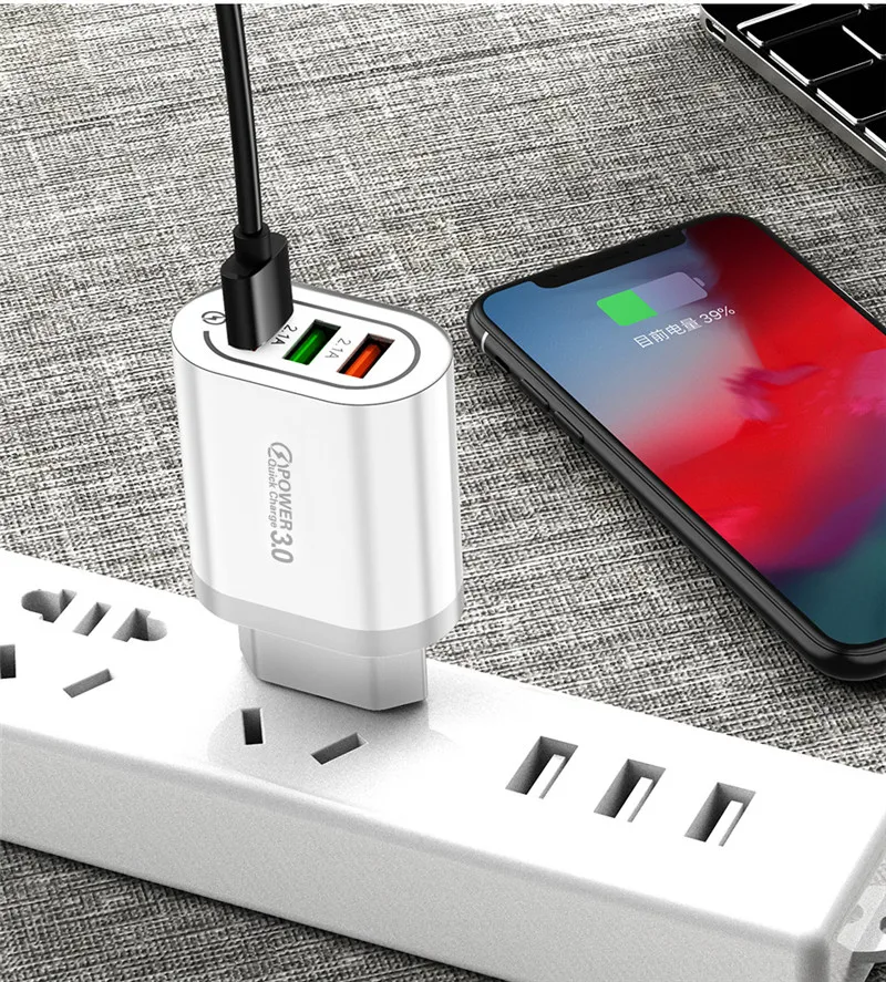 USLION Быстрая зарядка 3,0 USB зарядное устройство для телефона Samsung S8 S9 Xiaomi mi 8 Huawei быстрая настенная Зарядка для iPhone 6 7 8 X XS Max iPad
