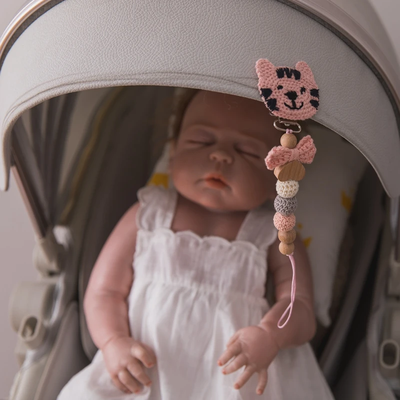 1 шт. Детская Соска с зажимом деревянная цепочка держатель мультяшным животным