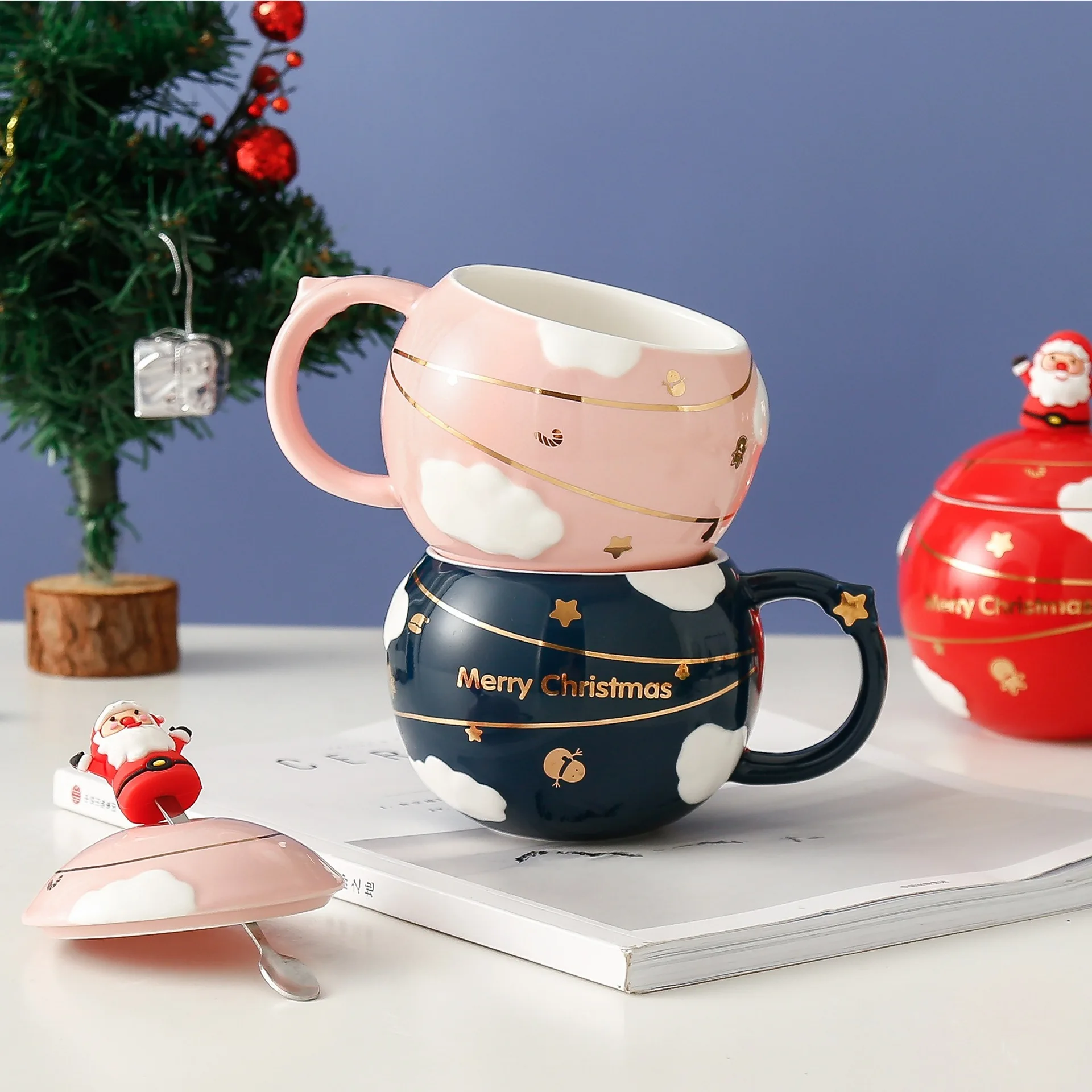Рождественская тема мультфильм Большая Керамическая креативная кружка Санта