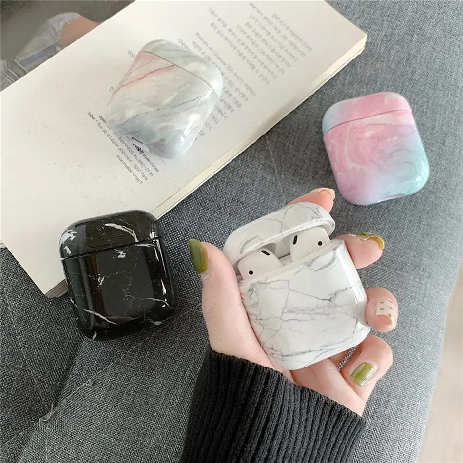 Чехол для наушников чехол Airpods роскошный мраморный Жесткий защитный аксессуары