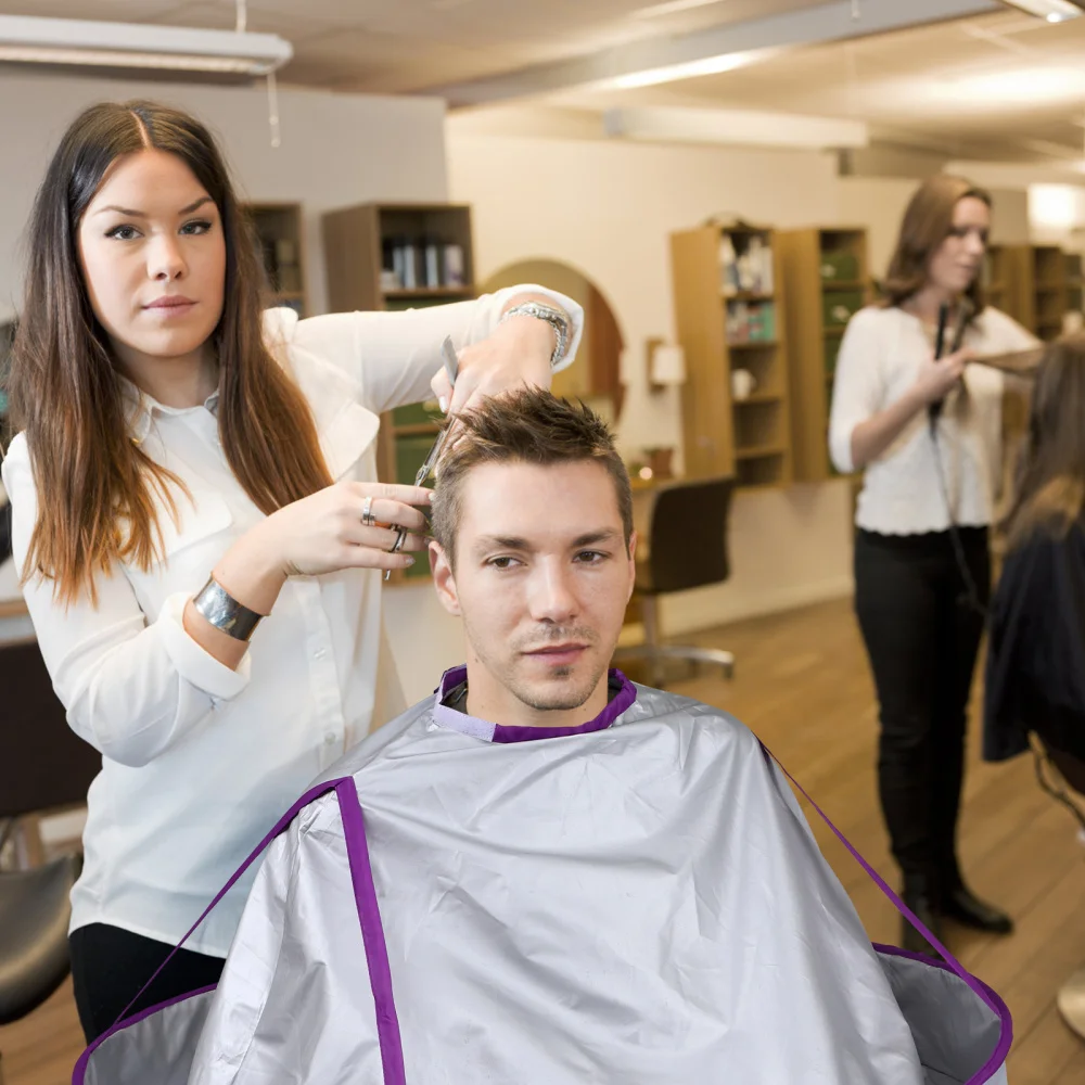 

Minkissy Haircut Cloak Folding Umbrella Shawl Cape Hair Styling Accessory for Home Salon Barber (Purple)