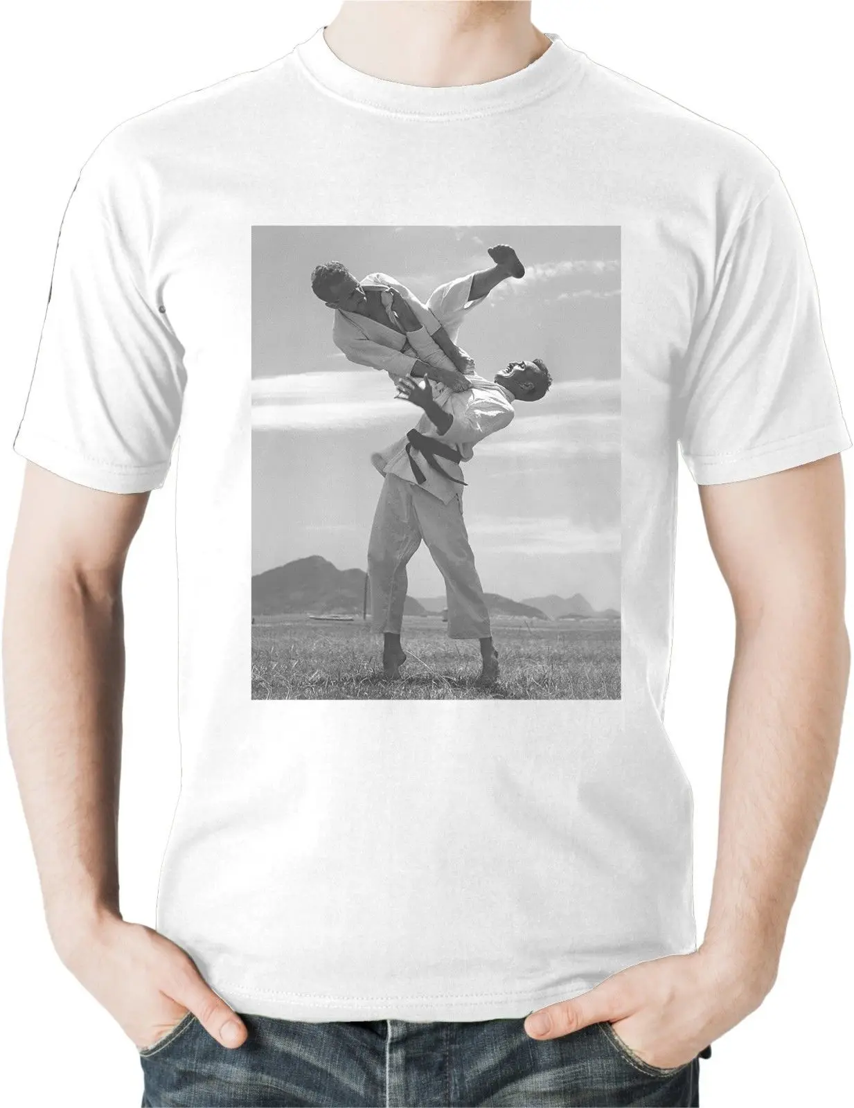 Свободные черные мужские футболки Homme Tees Carlos Helio Gracie Flying Armbar T Shirt бразильские с