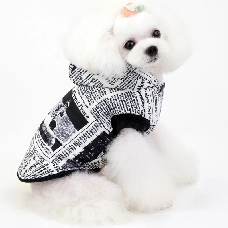 Шикарное зимнее пальто для собак куртка газета Одежда кошек мягкая теплая одежда