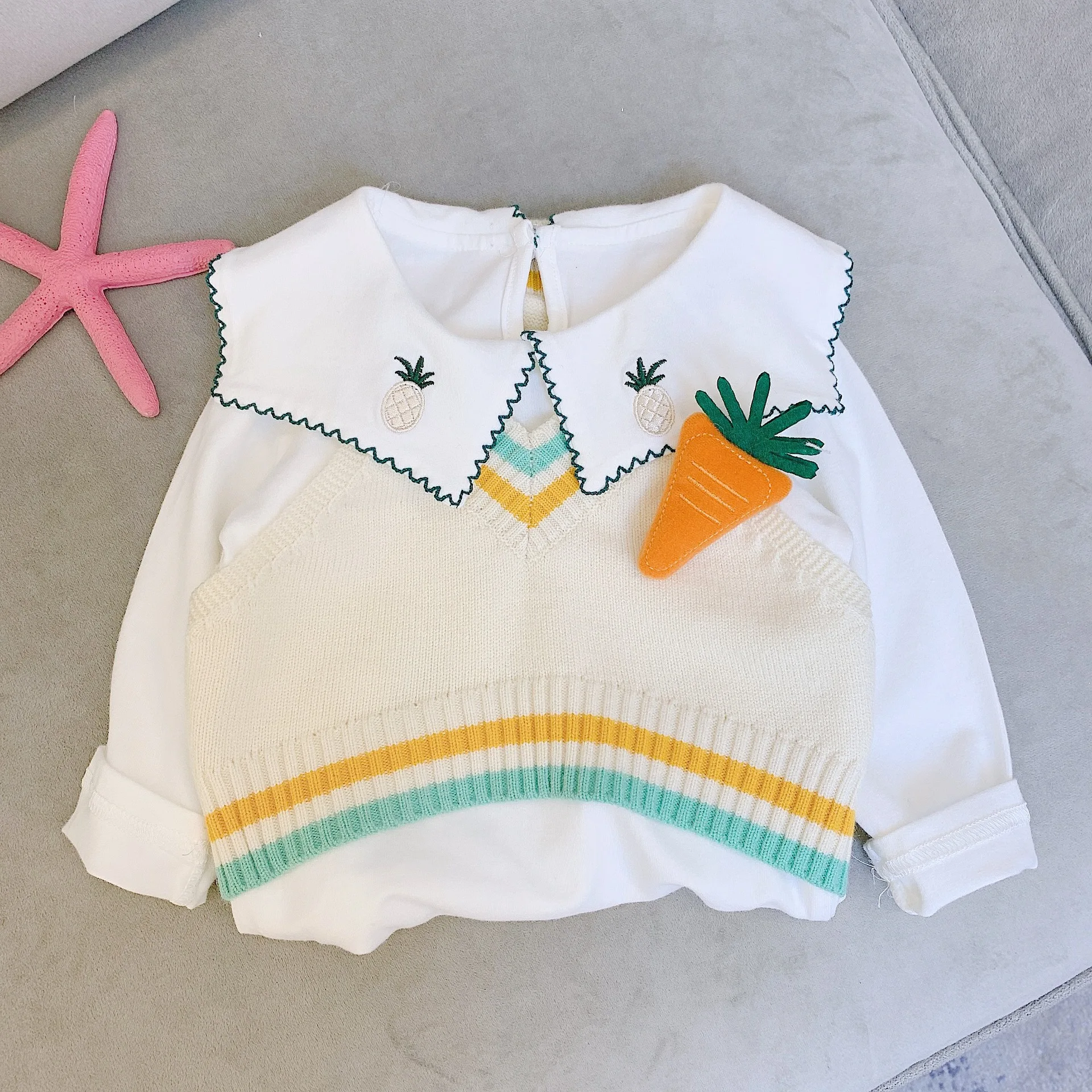 Новое поступление весенний хлопковый жилет без рукавов в полоску с v-образным