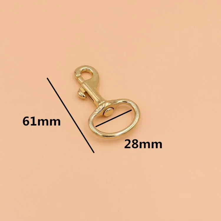 61x28mm 5 шт. Твердый латунный триггер вертлюжный рым крюк с карабином для лямки кожаный мешочек ручного изготовления ремень крюк застежка ПЭТ карабин для собачьего поводка - Цвет: 61x28mm