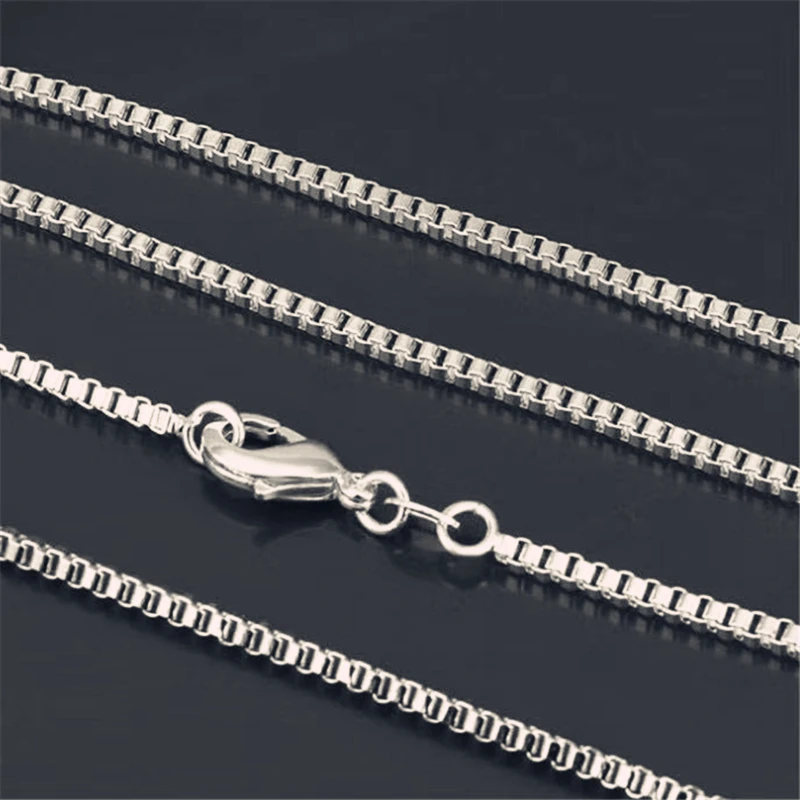 1 5 мм модный серебряный Цепочки и ожерелья властная женский коробка цепочка с
