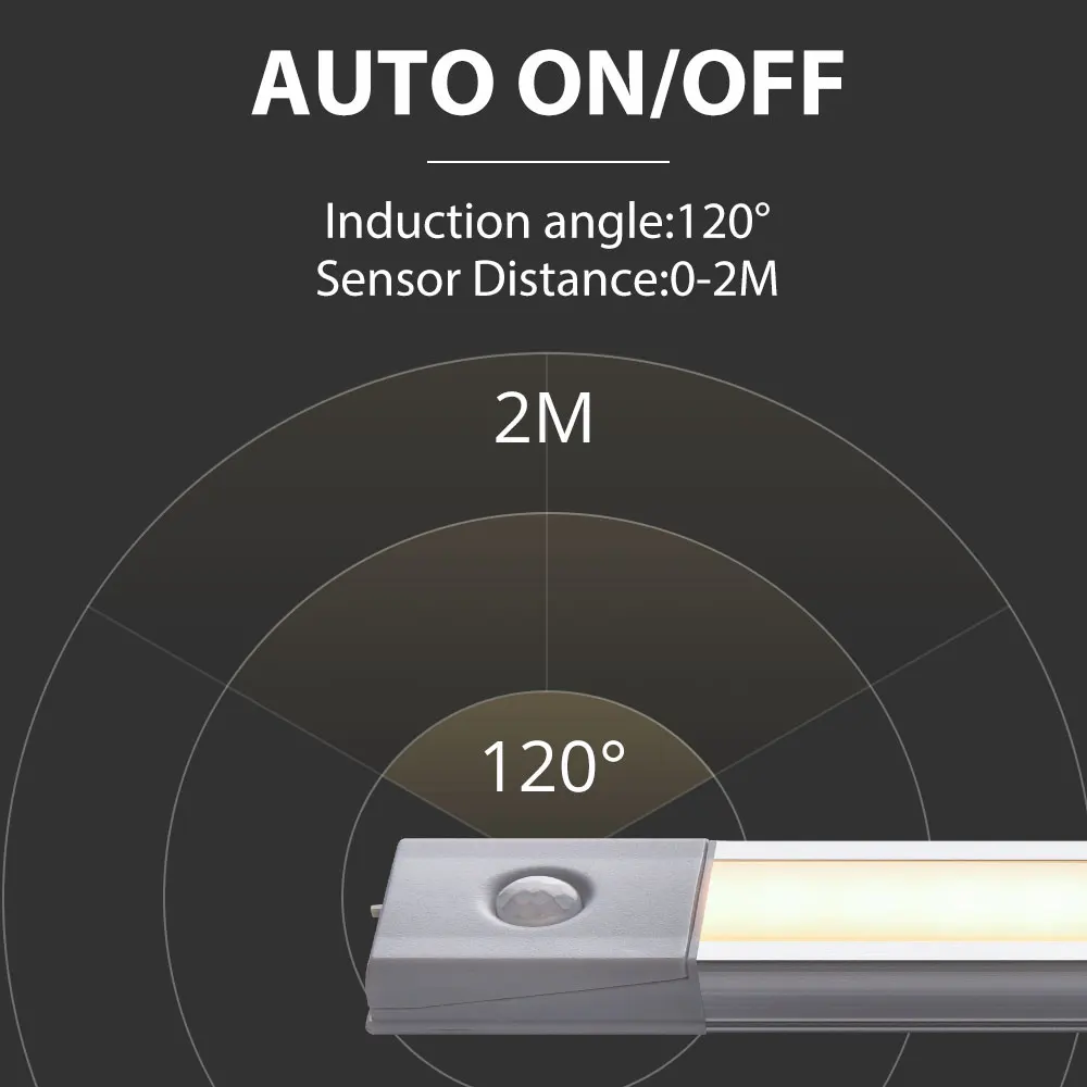 40 см PIR светодиодная подсветка под шкаф движения Сенсор 5V 1 2 W Беспроводной