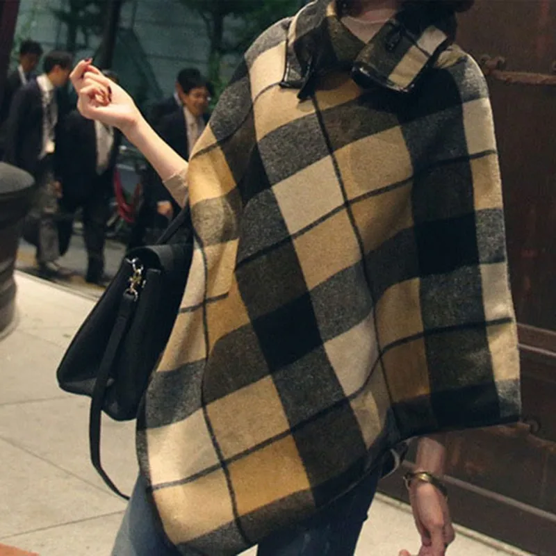 

2020 New Women Winter Loose Plaid Printed Elegant Cardigan Warm Coats Long Sleeve Outwear Shawl Tops