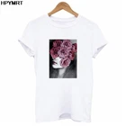 Футболка женская, летняя, с коротким рукавом и цветочным принтом, 2021