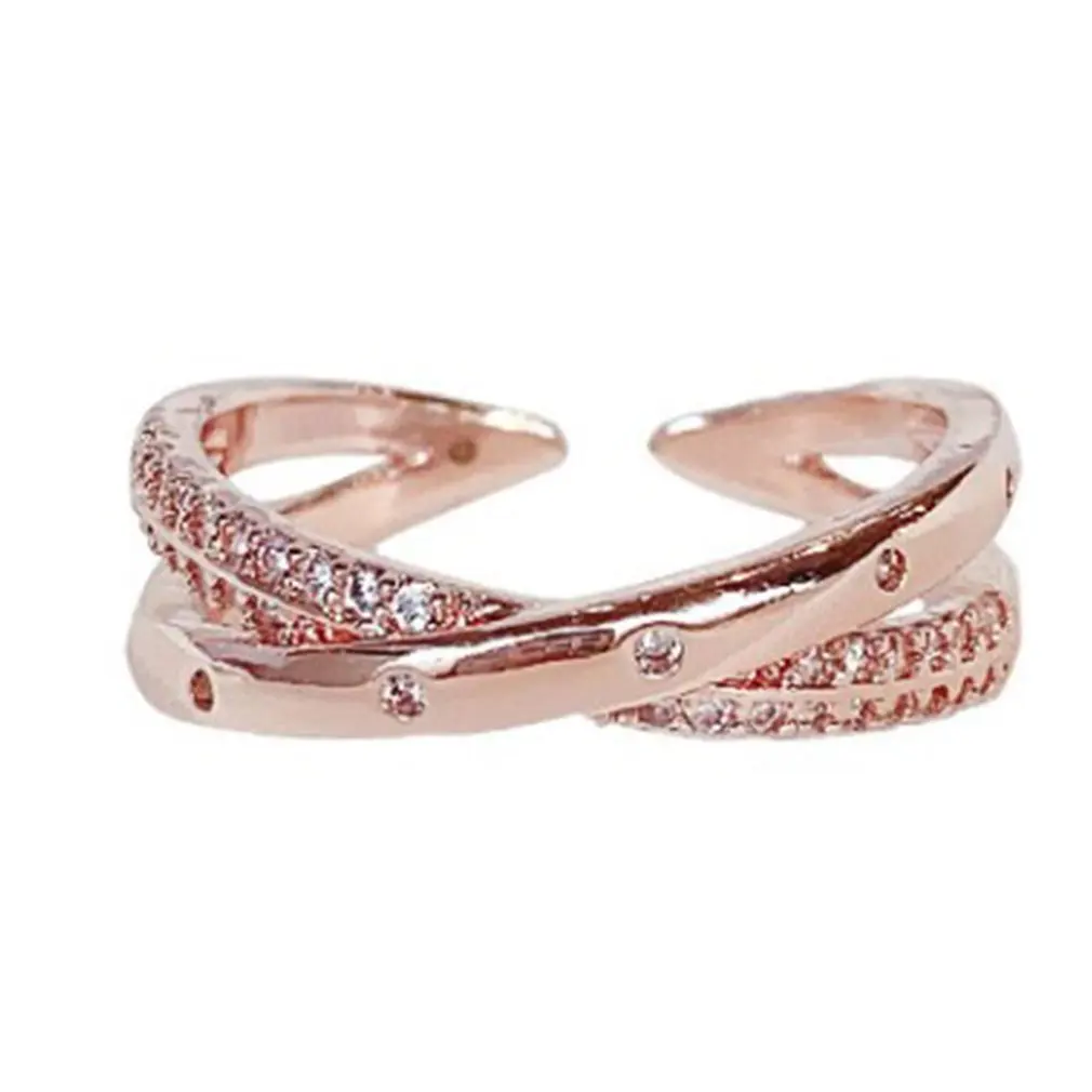 

Korea Opening Adjustable Rings Women Ring Jewelry Gift Birthday Gift Line Inlaid Rhinestone Female Ring