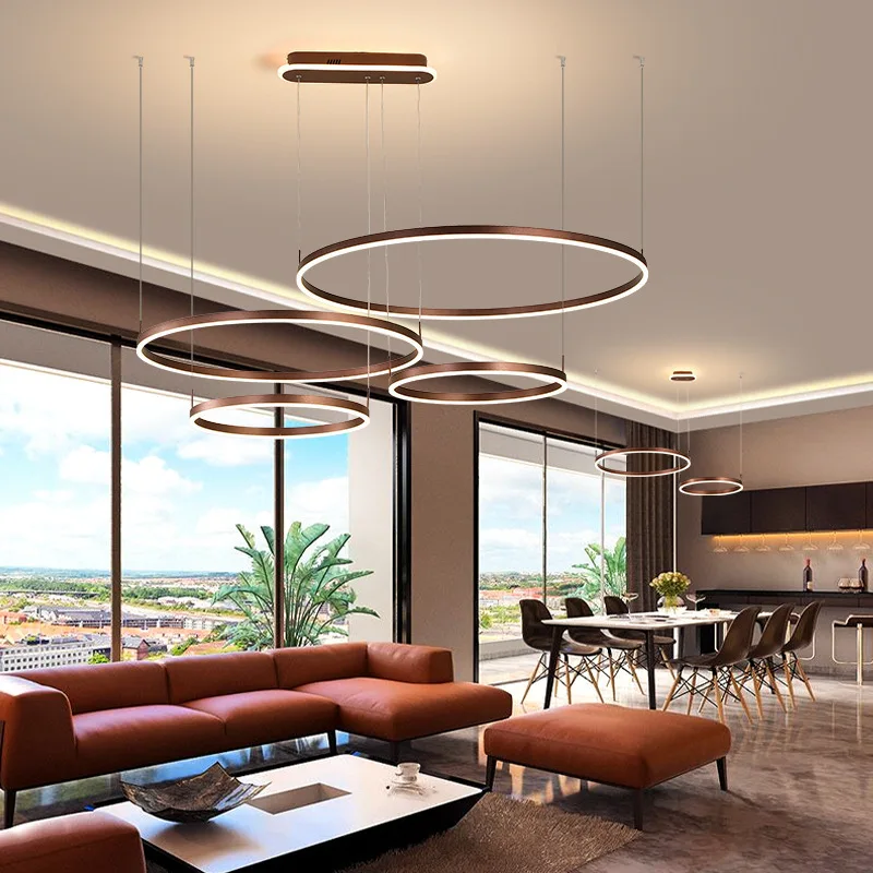 

Nordic Living Room Chandeliers Modern Led Ring Circle Hanging Wire Lamp Creative Home Decor Restaurant Bar Art Lights Lighting