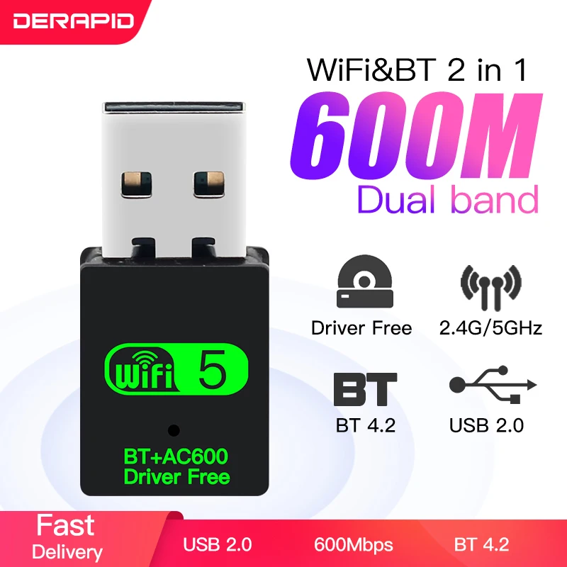USB Wi Fi адаптер 600 Мбит/с 2 в 1 4 ГГц и 5 ГГц|Сетевые карты| |