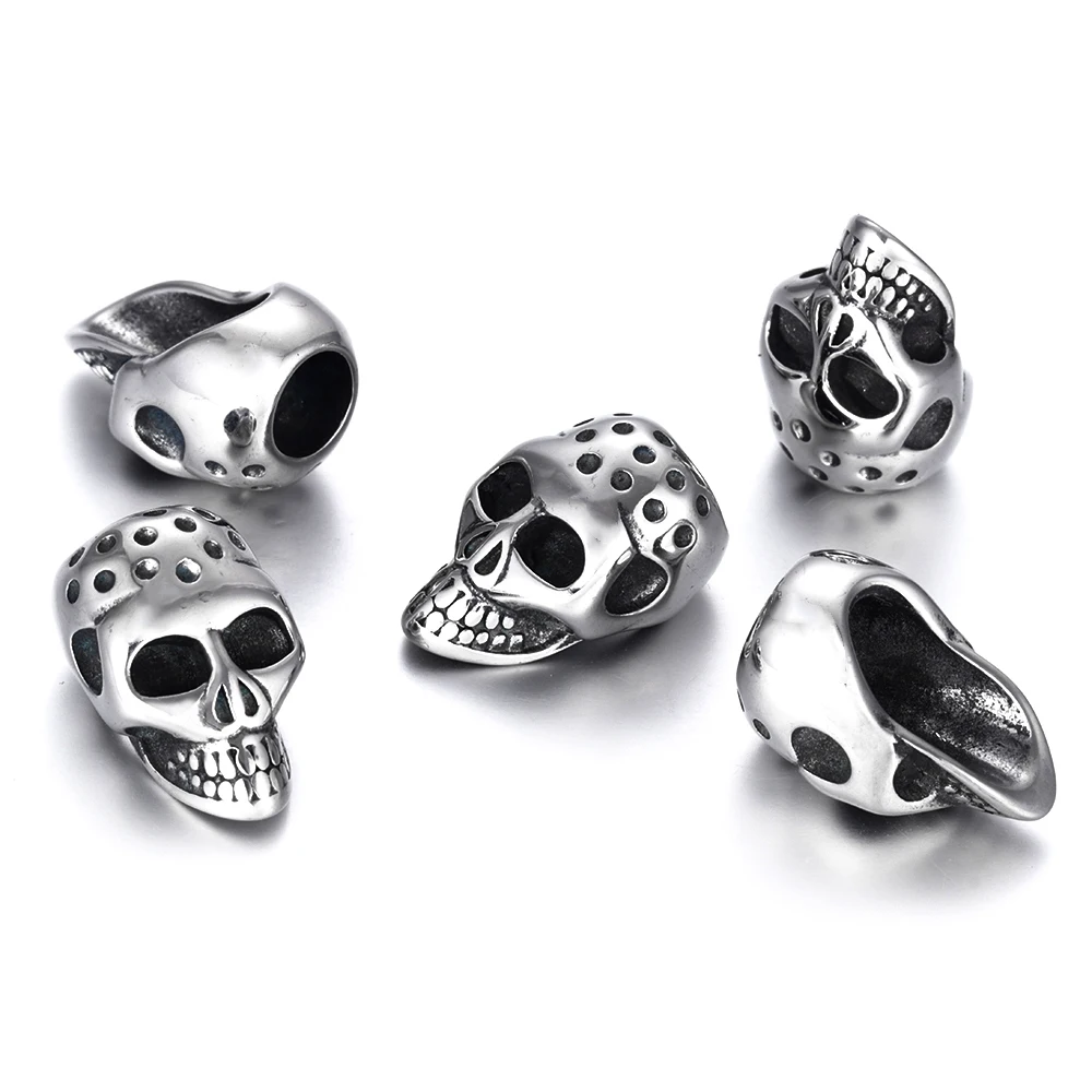 4шт. набор из нержавеющей стали отверстие 6мм армейский нож Lanyard бороды бусины большой слайд череп ожерелье подвеска ручной работы браслет.