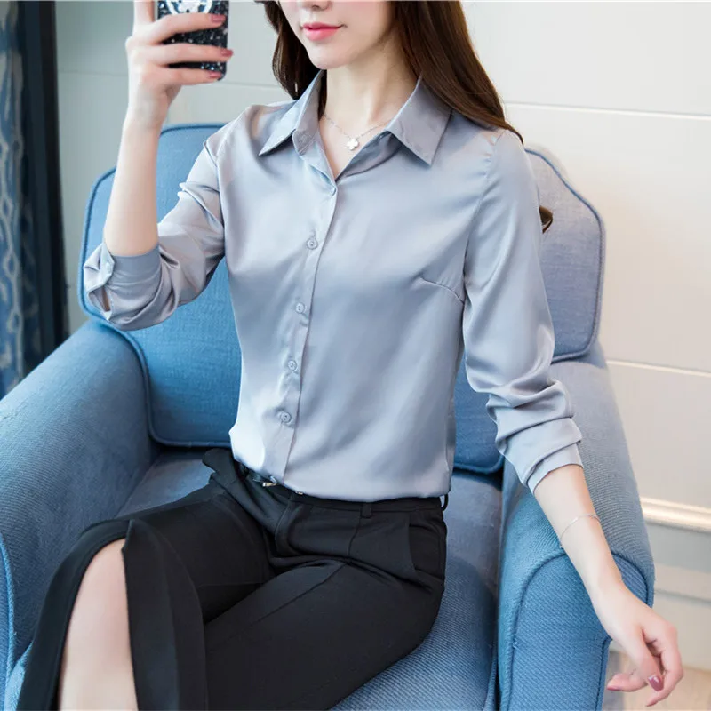Women Silk Shirt Elegant Satin Shirts Plus Size Blusas Mujer De Moda 2019 Womens Tops and Blouses Harajuku |