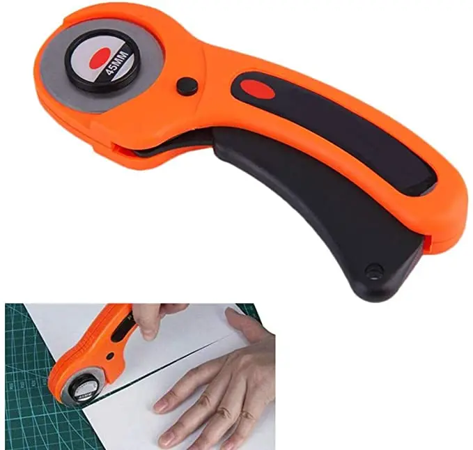 

45mm Patchwork Roller Wheel Round Knife Cloth Fabric Cutter Tool Leather Rotary Cutter Sewing Tools Manual Cloth Cutting Tool