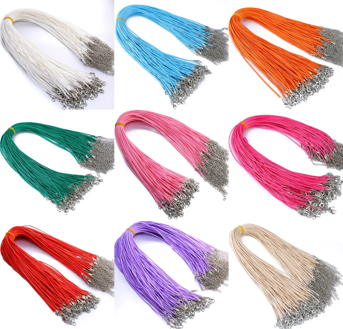 

10pcs Handmade Leather Adjustable Braided Rope Necklaces & Pendant Charms Findings Lobster Clasp String Cord