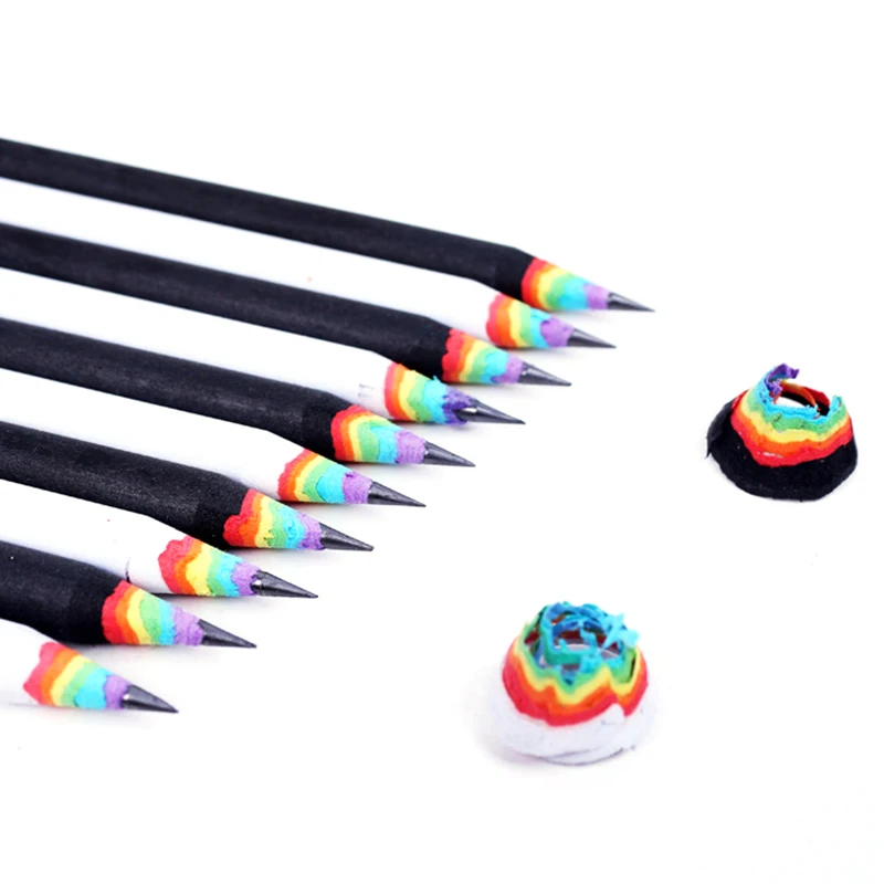 

5pcs Pencil Rainbow Color Pencil Stationery Items Drawing Supplies Cute Pencils For School Basswood Office School Cut