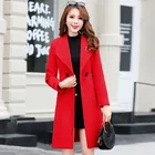 Женское шерстяное пальто, Красное Длинное приталенное серое шерстяное пальто с отложным воротником в Корейском стиле, модель LR745 на осень, 2020 размера плюс