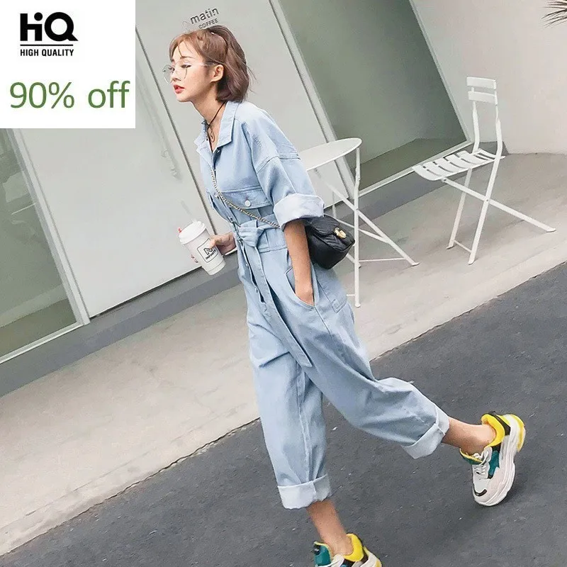 Джинсовые костюмы для женщин лето 2020 Новые широкие брюки повседневные свободные