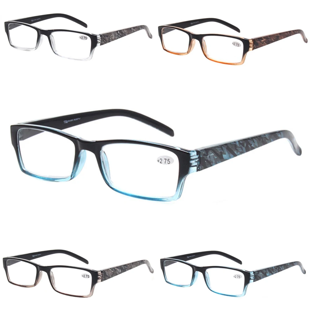 

Turezing Exquisite Rectangular Decorative Reading Glasses Flexible Spring Hinge Men and Women HD Reader Eyeglasses 0~600