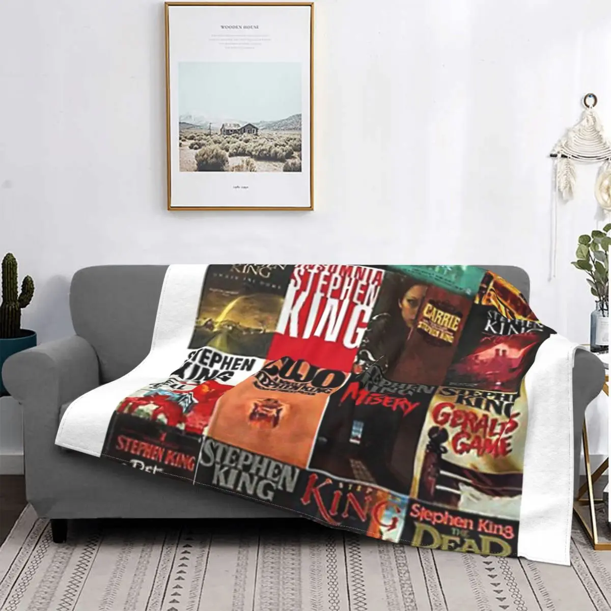 

Stephen King-funda de libro a cuadros para cama, manta de forro polar, colcha, 220x240