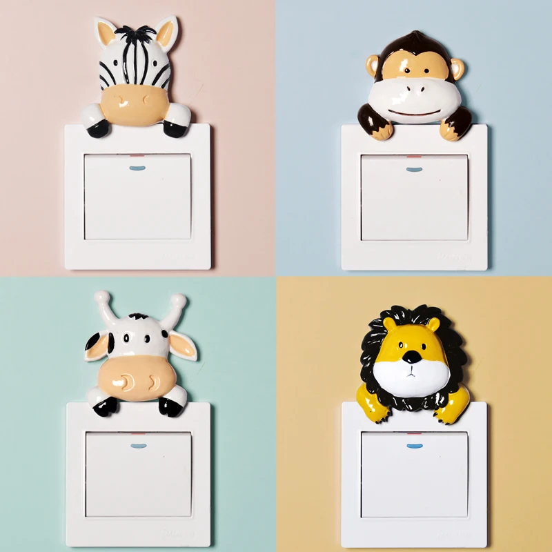 

Resin Light Switch Stickers Wall Decor Hanging Decorative Switch Accessories For Kids Animal Figurine Switch Cover Home Decor