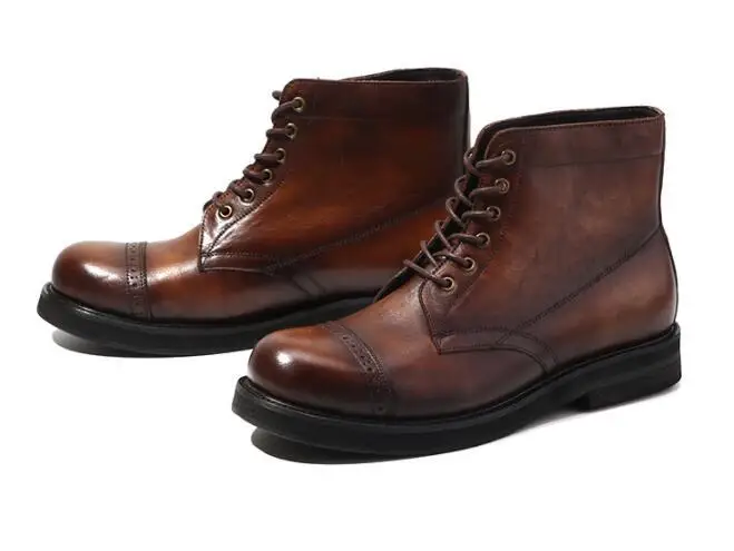 Модные мужские ботильоны из воловьей кожи на шнуровке 2 цвета модельные туфли