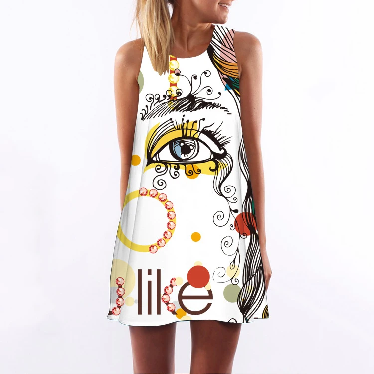 Уличная одежда трапециевидной формы с принтом повседневное мини-платье