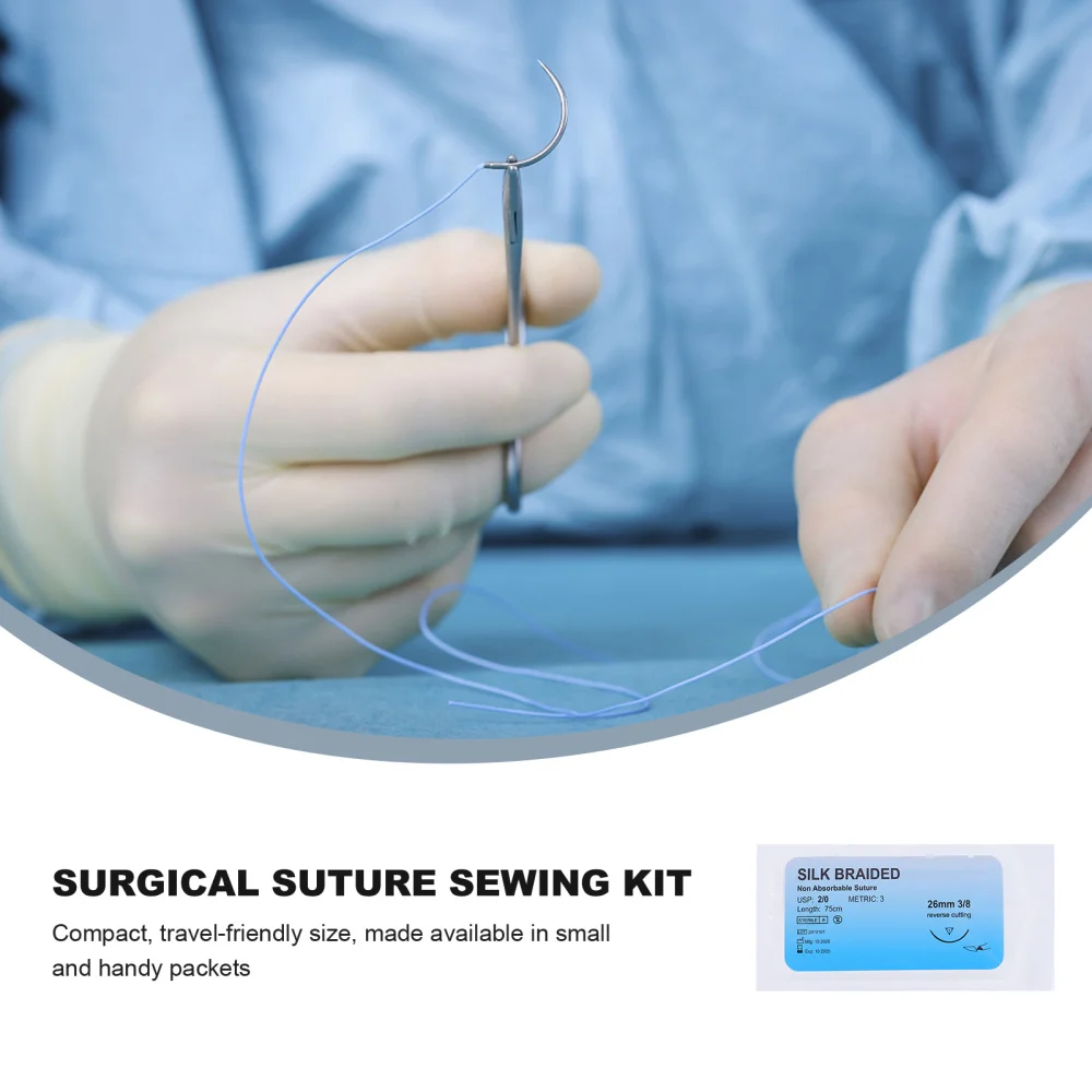 

12 Pcs Suture Thread with Needle Practice Suturing Camping Survival Demo Device