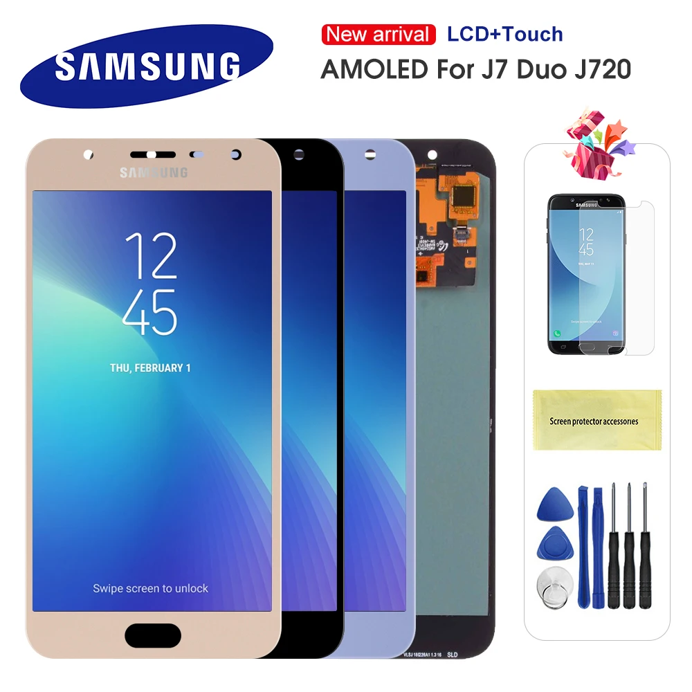 Оригинальный AMOLED ЖК дисплей для Samsung Galaxy J7 Duo 2018 J720 J720F сенсорный экран дигитайзер