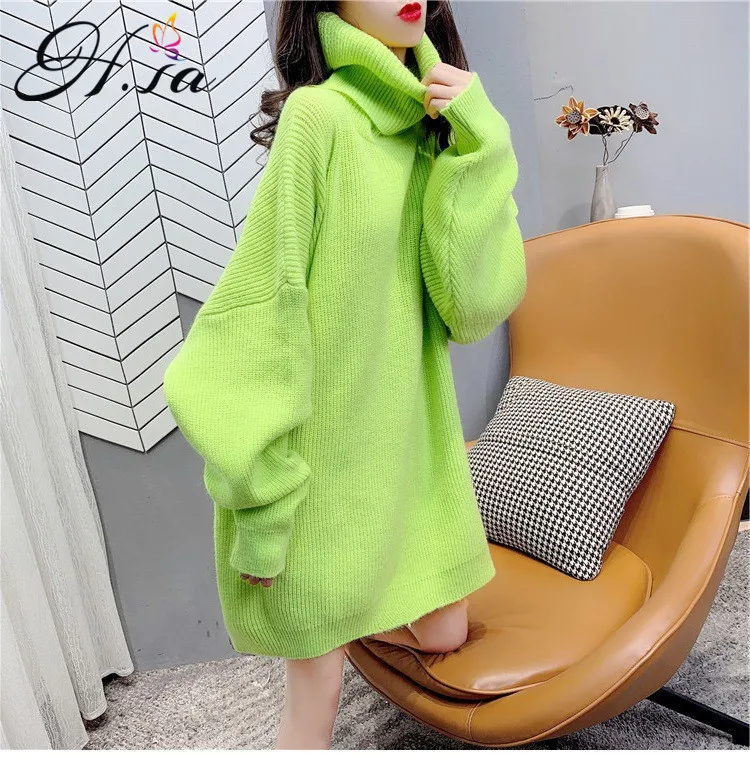 

Женский мягкий кашемировый свитер H. SA, теплый вязаный пуловер оверсайз с высоким воротником, Осень-зима 2021