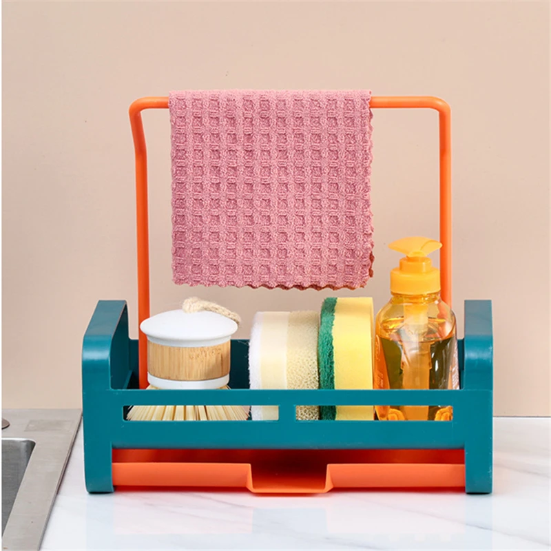 

Kitchen Spice Soap Sponge Rack Cleaning Towel Holder with Drain Tray Hanging Wall Shelves Storage Organizer Bathroom Accessories