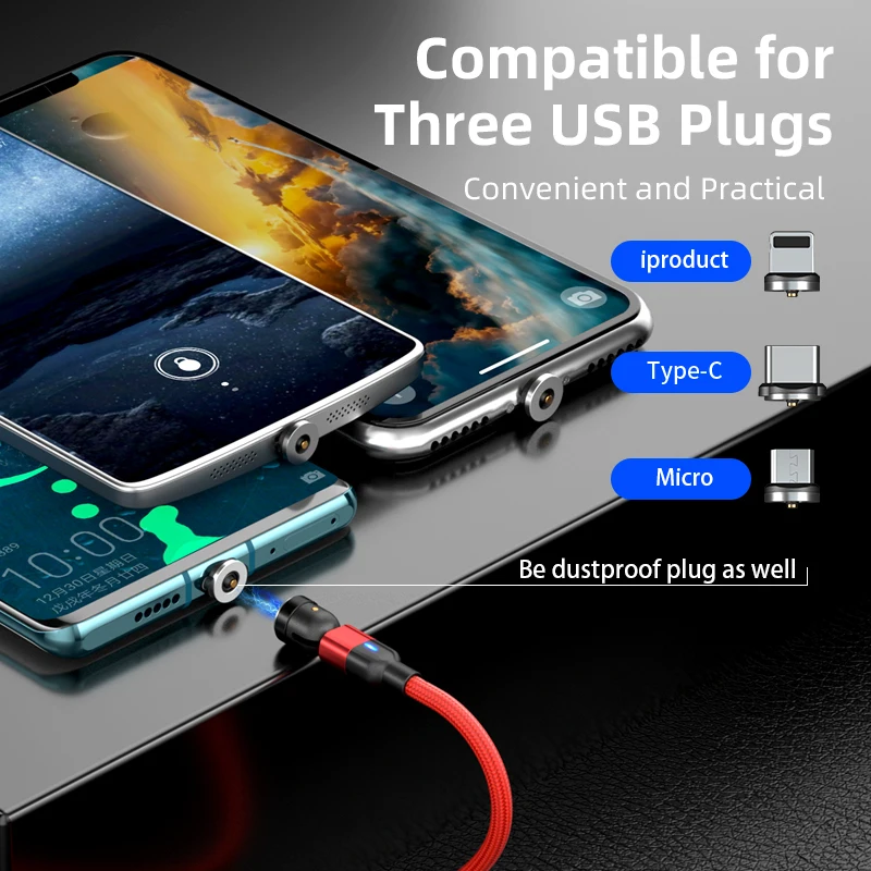Магнитный кабель HEEMAX со светодиодной подсветкой Micro USB Type C для Xiaomi Mi 10 зарядный