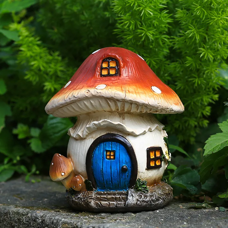 

Elf Mushroom House Ornaments Figurine 13cm Resin Crafts Garden Decoration Valentine's Day Birthday Gifts Home Decor