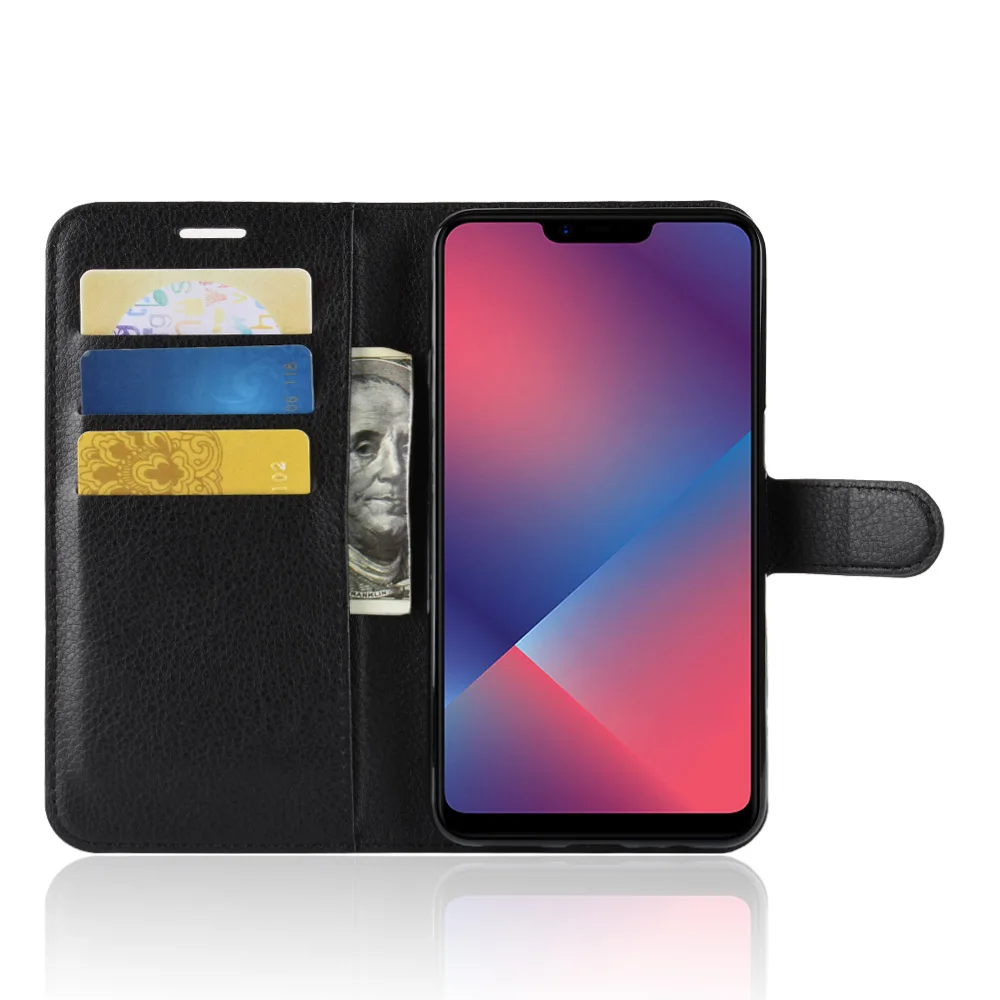 Чехол для OPPO A5 или AX5 (6.2in) CPH1809 Обложка бумажник с кармашком карт стильный кожаный
