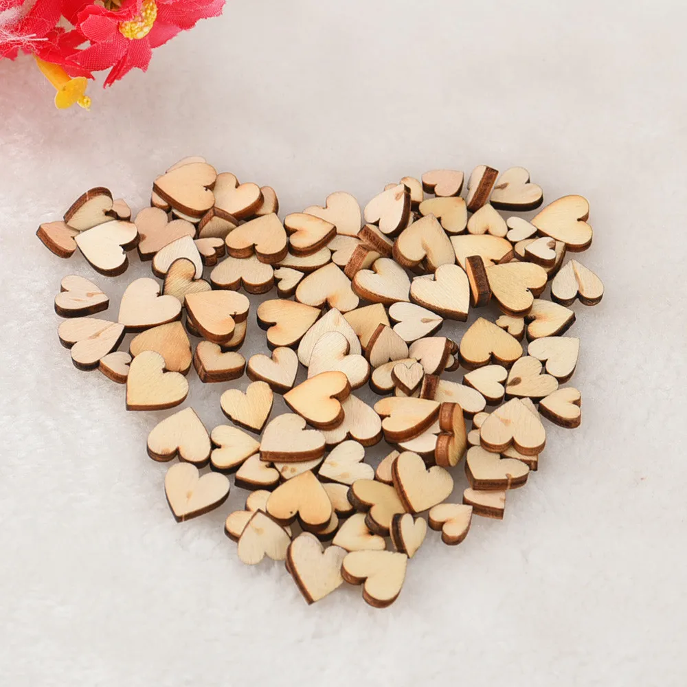 

100pcs/PACK Rustic Wooden Love Heart Wedding Table Scatter home decoration accessories Crafts DIY party decoration accessories
