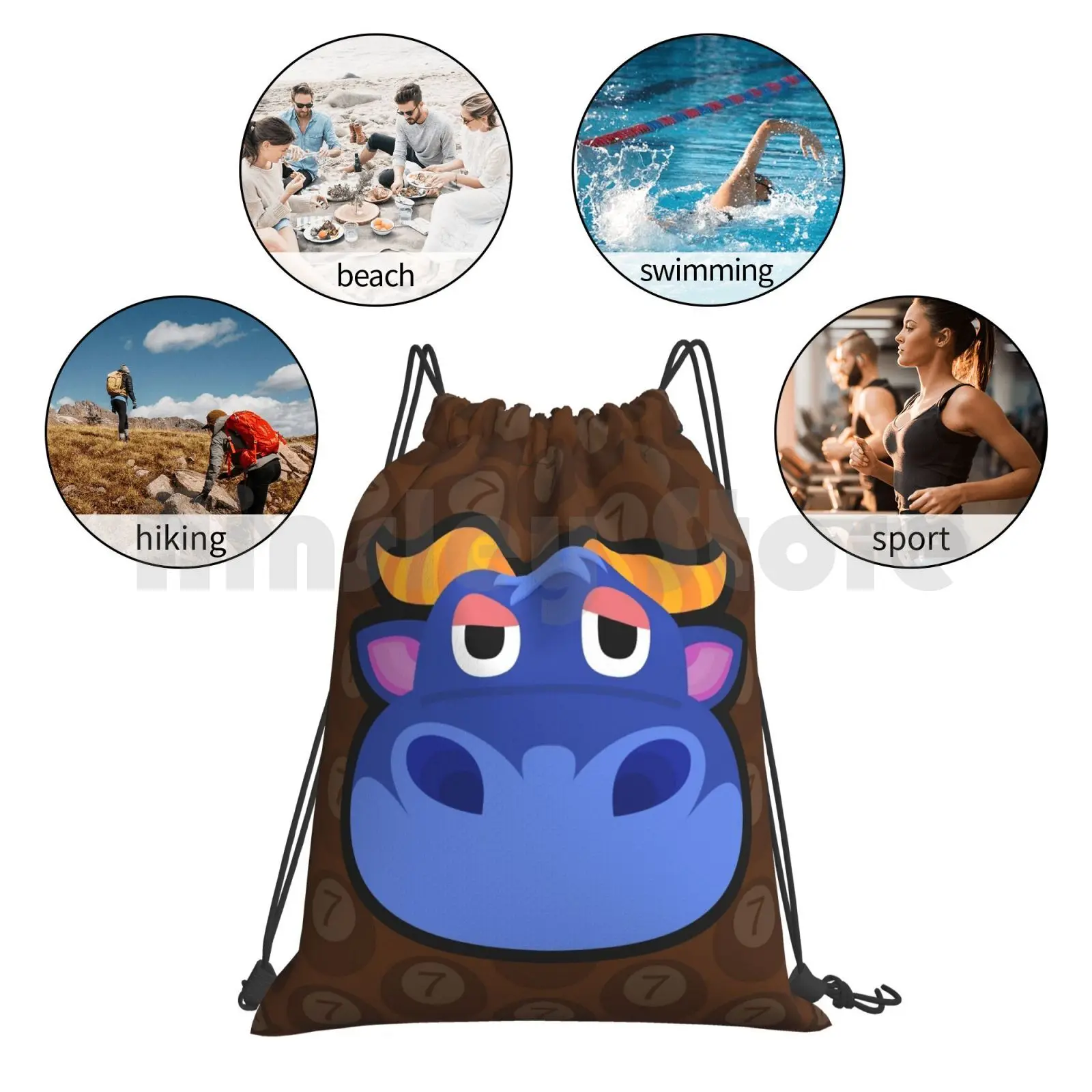 

Stu Animal Backpack Drawstring Bags Gym Bag Waterproof Stu Bull Animal New Leaf Acnl Happy Home Designer Animal Forest
