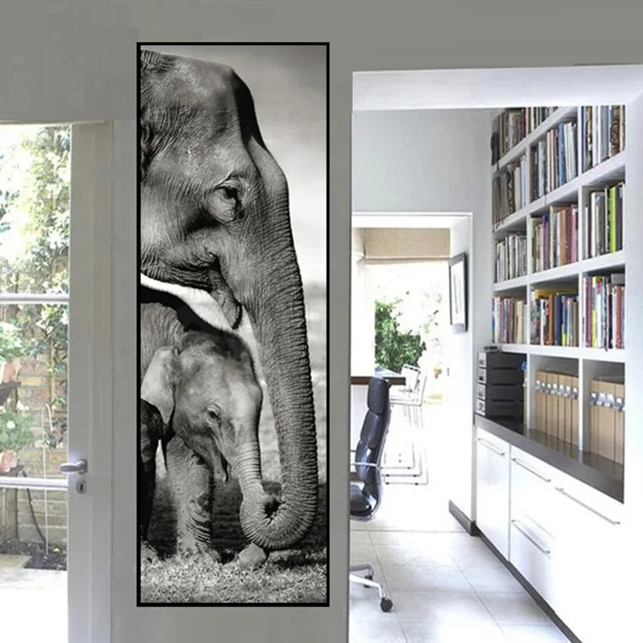 

Full Square/Round Drill Large Diy 5d Diamond Painting Black & White Elephant Baby Animals Mosaic Embroidery Kit