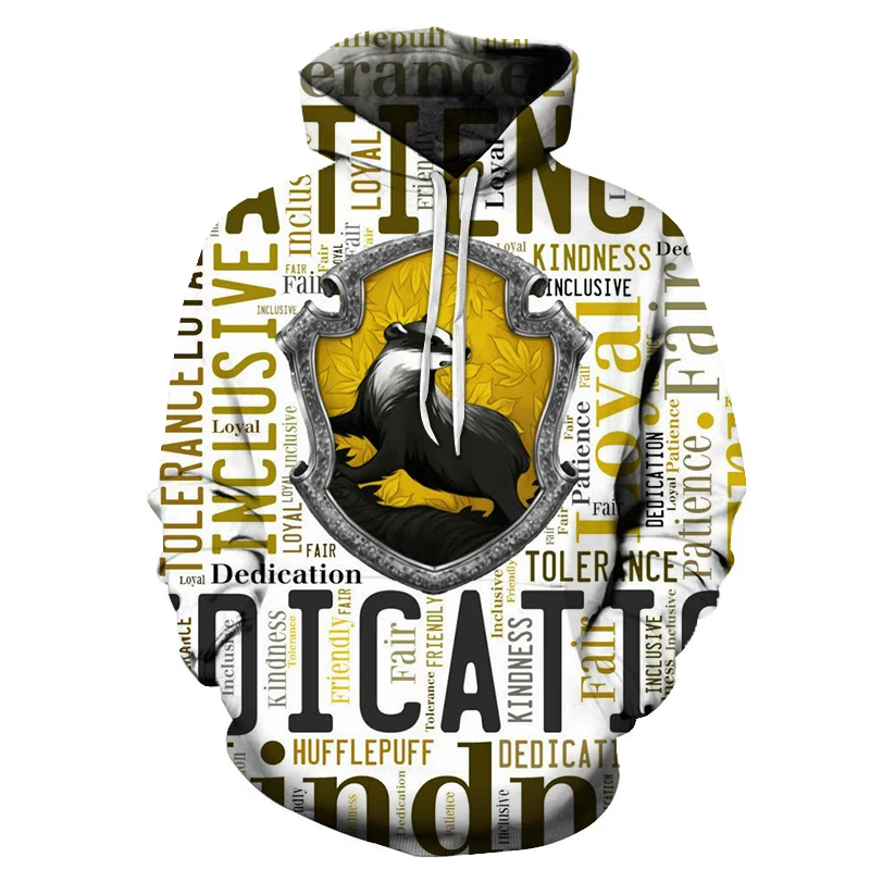 Лидер продаж 3D магический школьный Мужской пуловер с длинными рукавами Hufflepuff
