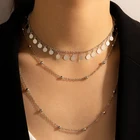 Docona романтическое круглое ожерелье с подвеской для женщин простая кисточка Геометрия серебристый цвет многослойная цепочка до ключиц ювелирные изделия 17069