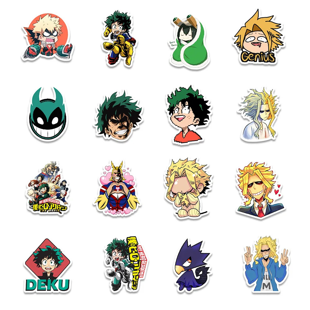 103050100pcs cartoon my hero academia anime stickers laptop phone izuku midoriya might boku no hero academia character decals free global shipping