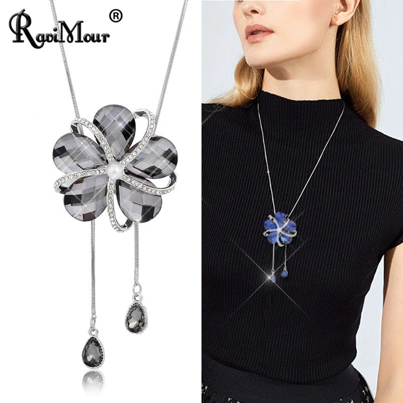 Женское ожерелье с подвеской в виде цветка искусственным жемчугом | Украшения и