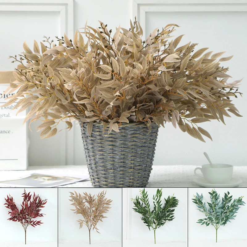 1 пучок искусственная ива букет Искусственные листья растений для дома свадьбы