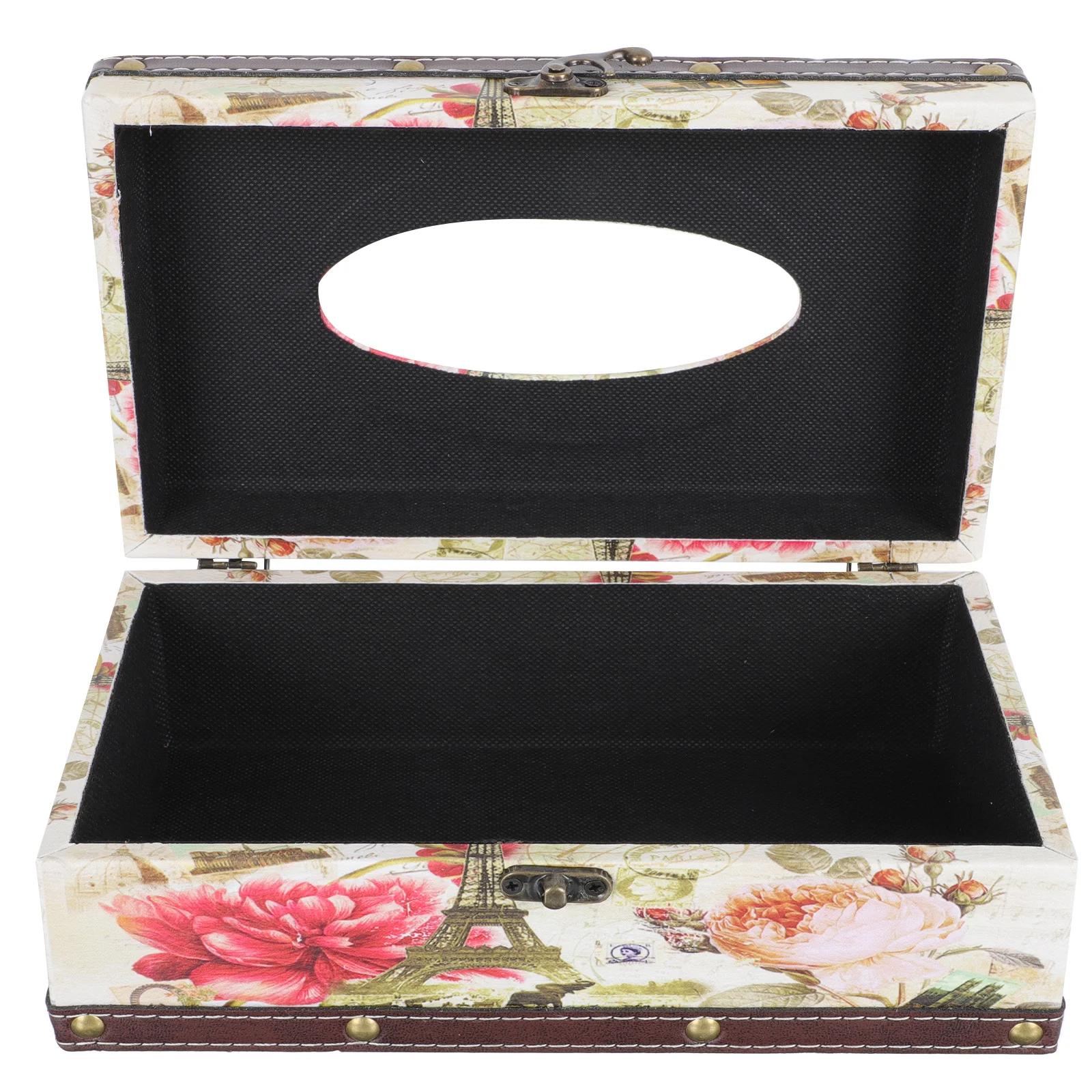 

1Pc Household Tissue Box Creative Vintage Patterns Wooden Napkin Box Decoration