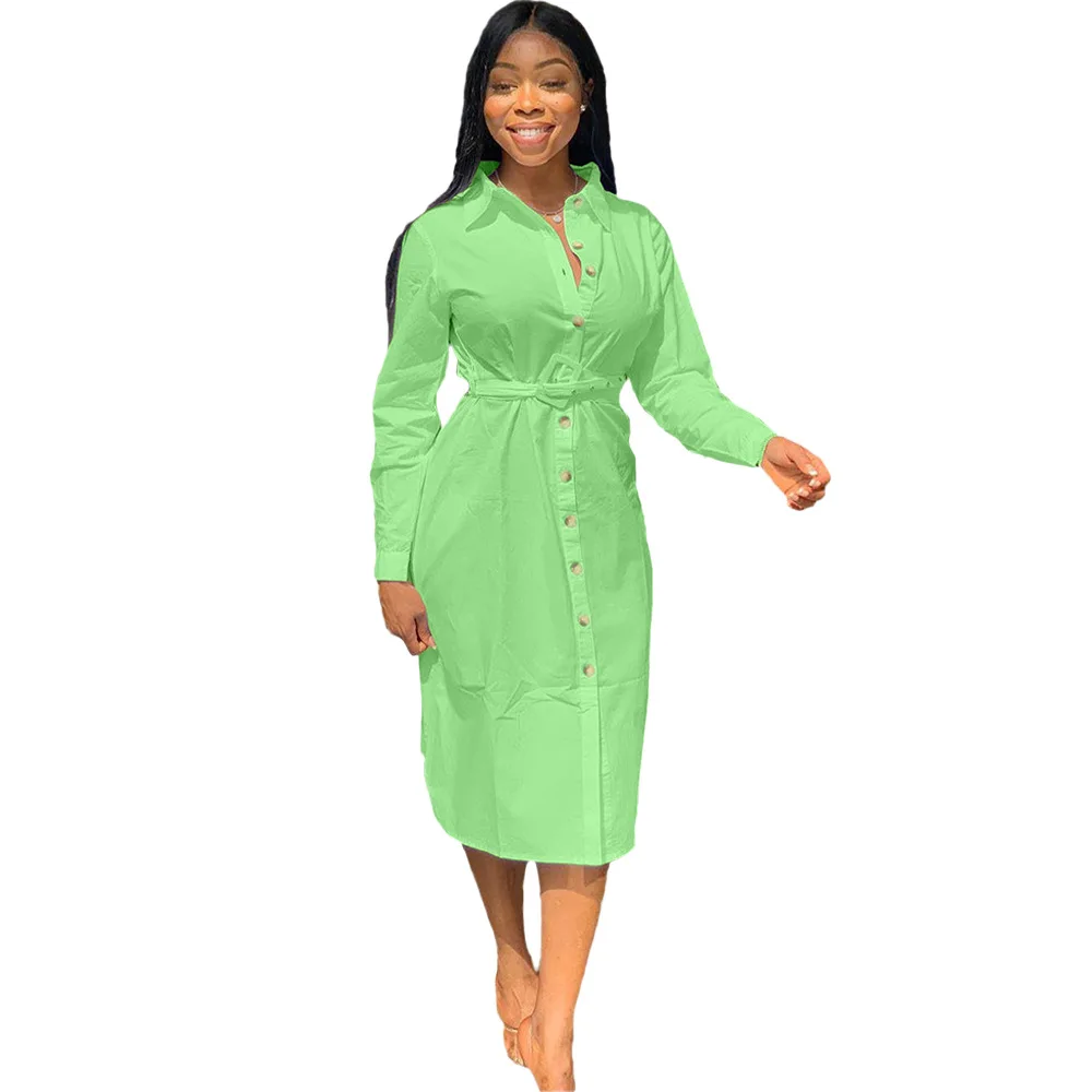 

Autumn Plus Size Women Casual White Shirt Dress Long Sleeve Loose Solid Color Dress Elegant Office Ladies Clothes