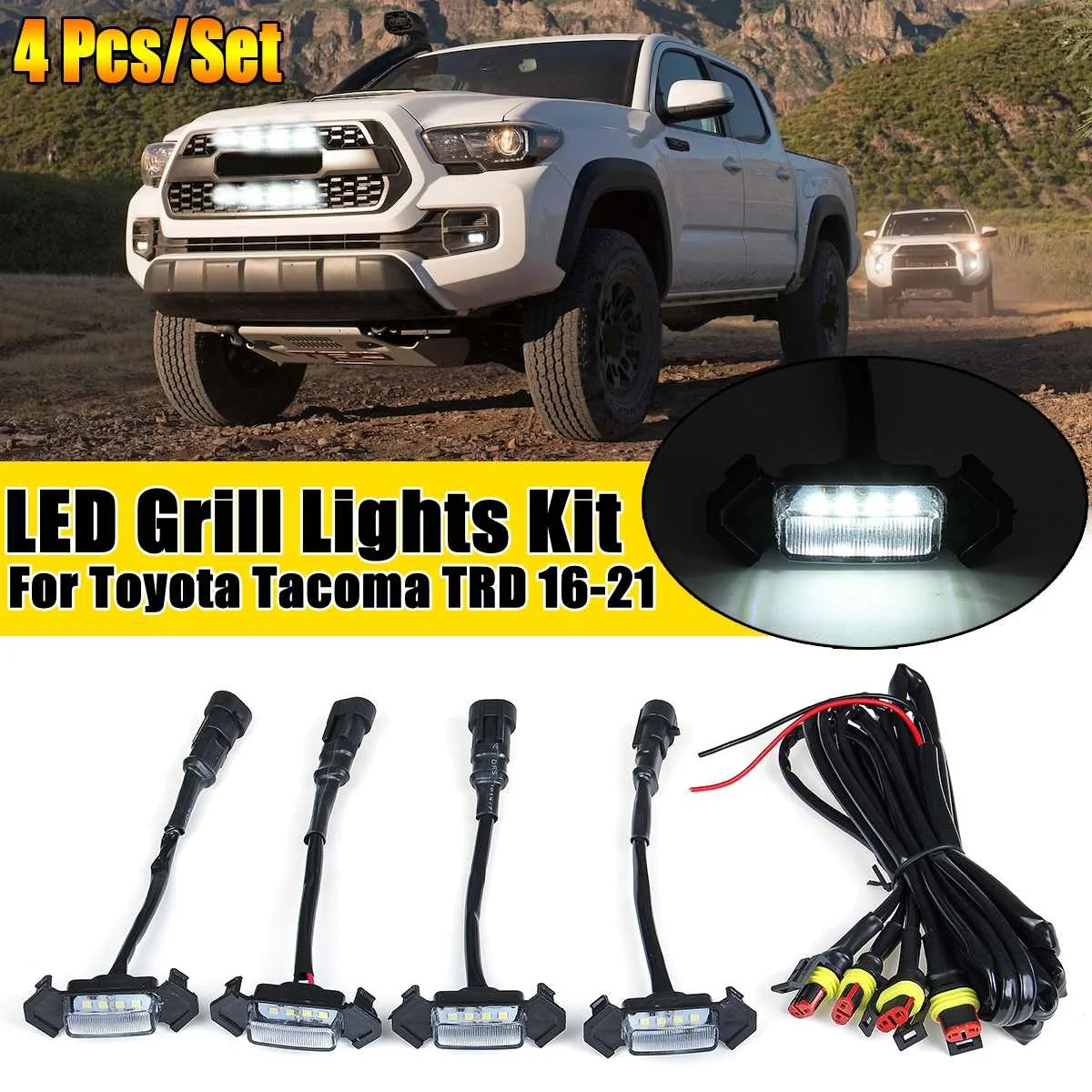 

Комплект из 4 предметов Копченый с двумя объективами Автомобильный светодиодный Решетка Янтарный Белый свет комплект передний светильник ...