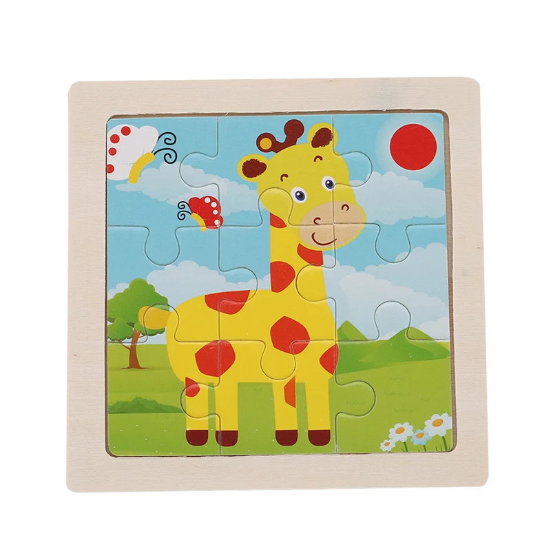 

11*11CM Kids Toy Wood Puzzle Wooden 3D Puzzle Jigsaw For Children Baby Cartoon Animal Puzzles Educational Toy